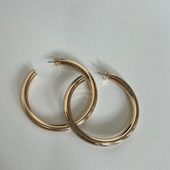 NWT Gold Tone Bohemian Big Hoops - Picture 1 of 6